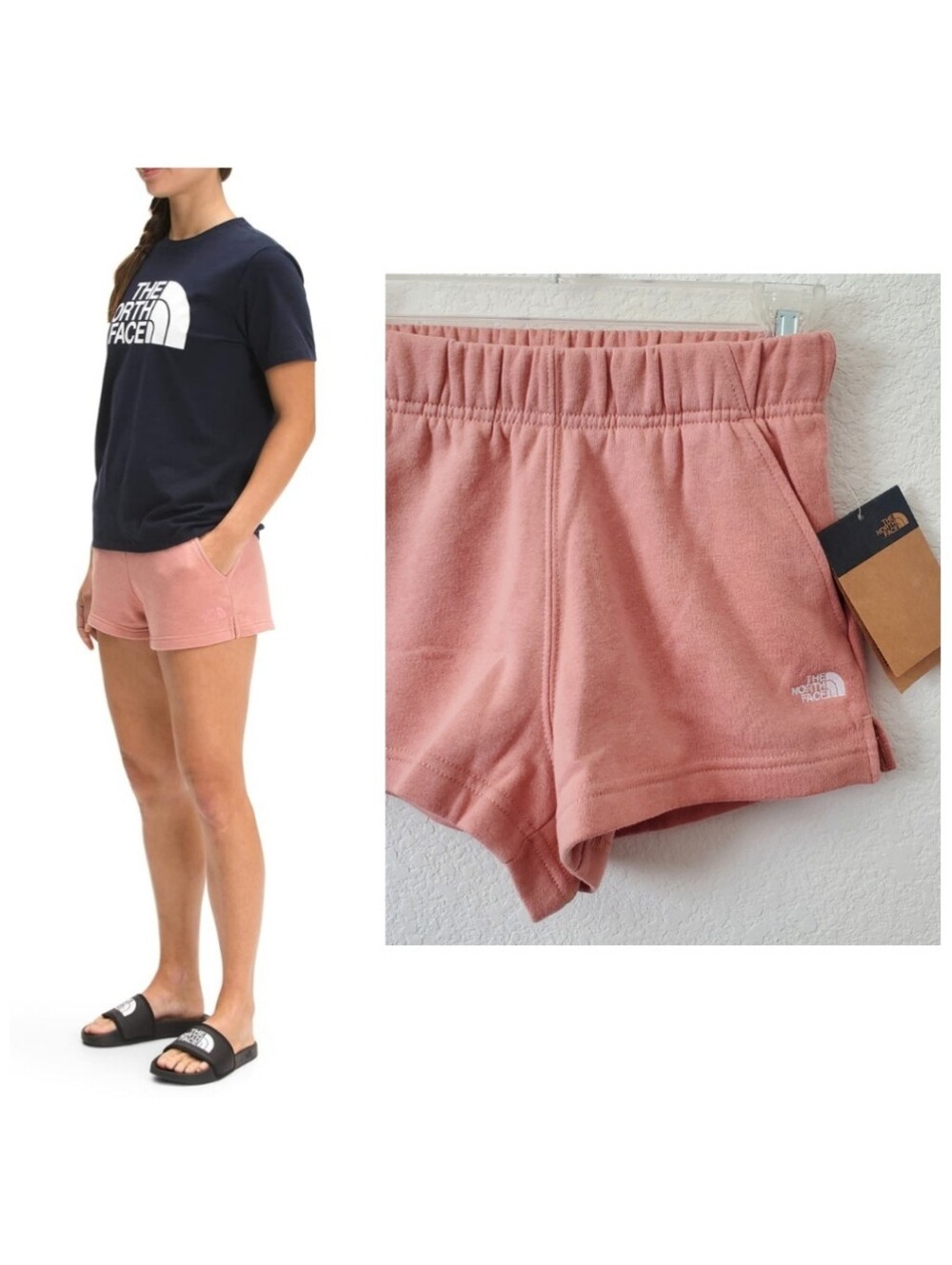The North Face Half Dome Rose Dawn Logo Shorts XS Mid Rise Y2K Athleisure NWT